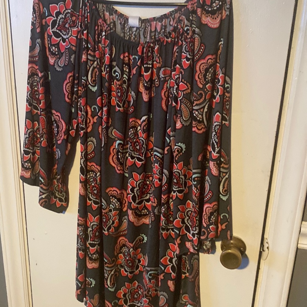 Gray dress with large flowers